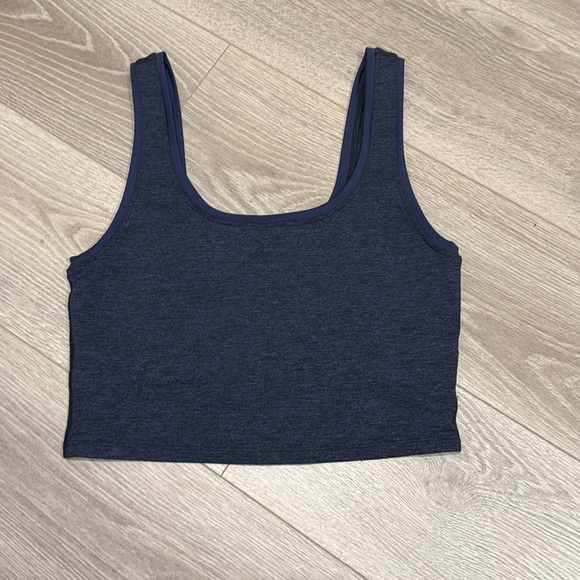 BNWT Terez TLC Crop Top in Heather Navy Blue Size L - Picture 3 of 5